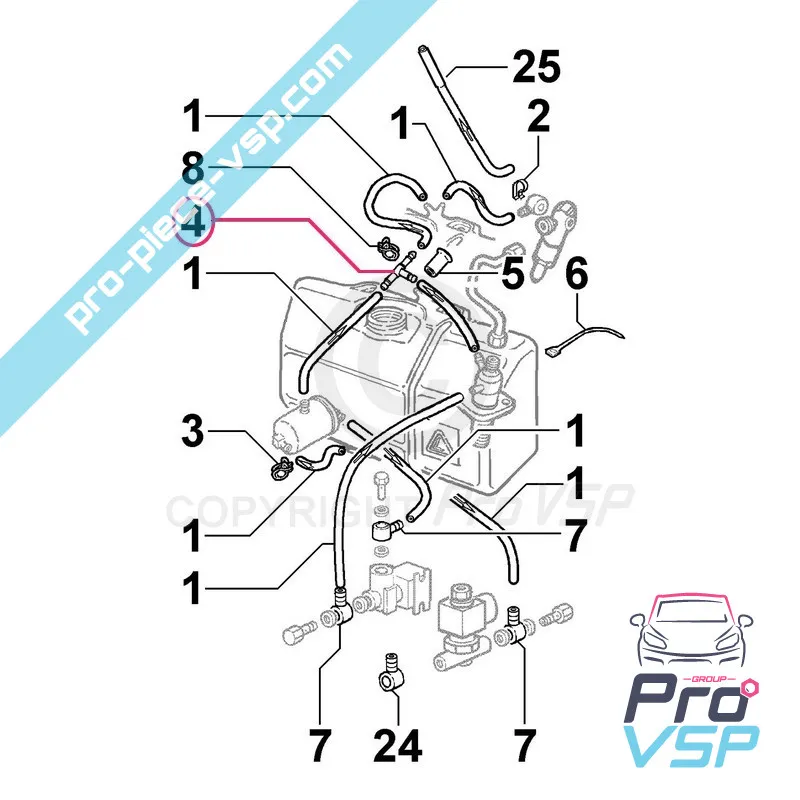 Té de durite de carburant pour moteur Lombardini 15LD