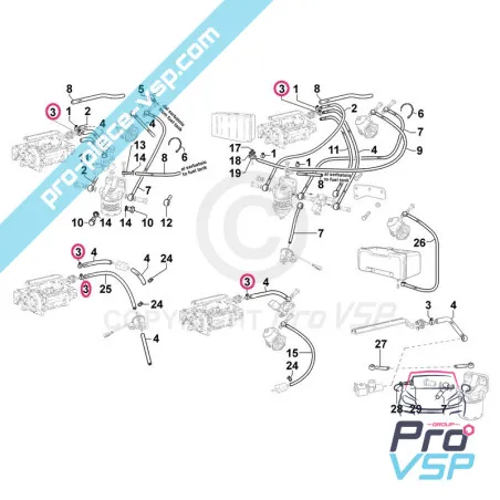 Collier de durite de carburant pour moteur Lombardini Focs Progress 502