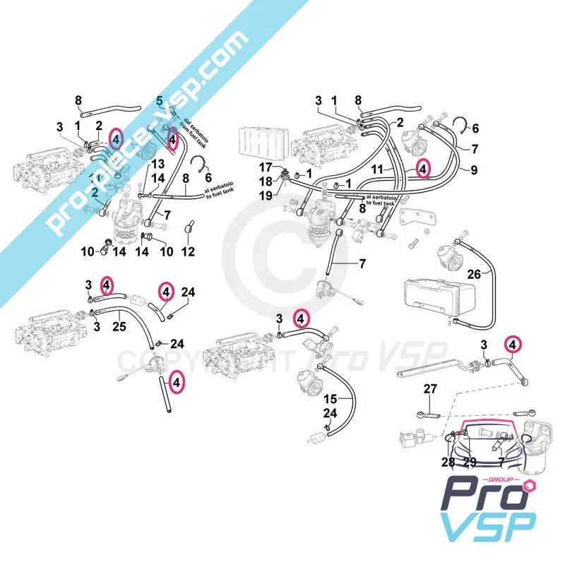 Durite de carburant pour moteur Lombardini Focs 502