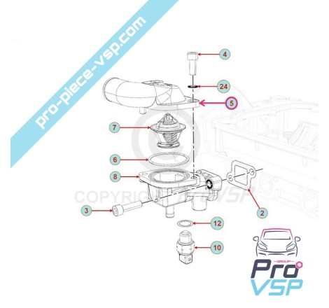 Tampa do termostato do motor Lombardini Focs Progress 502 523