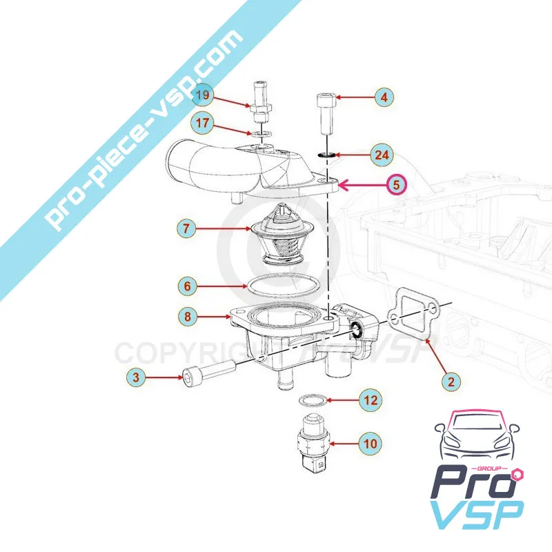 Engine thermostat cover Lombardini Progress 502