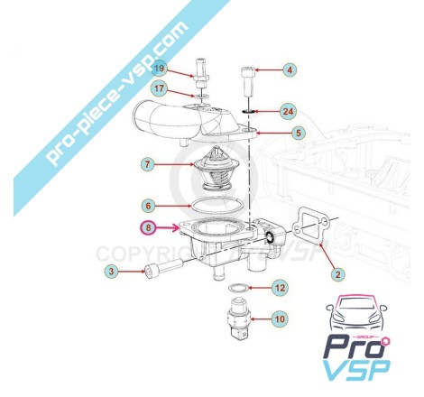 Titular do termostato para motor Lombardini Focs Progress 502