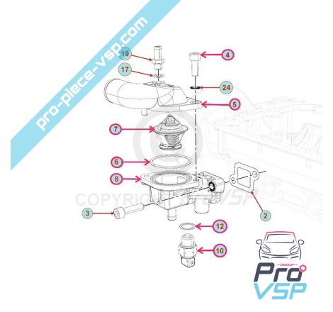 Caixa completa do termostato para o motor Lombardini Focs Progress 502