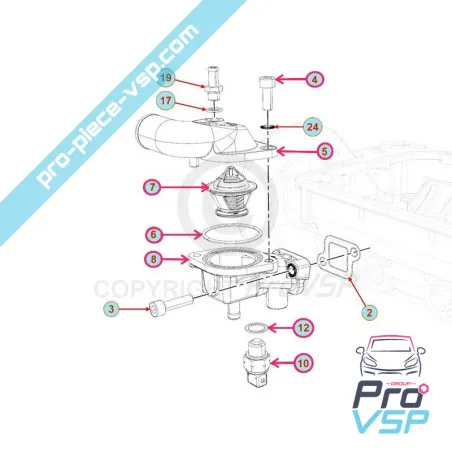 Cutie termostatului complet pentru motor Lombardini Focs Progress 502