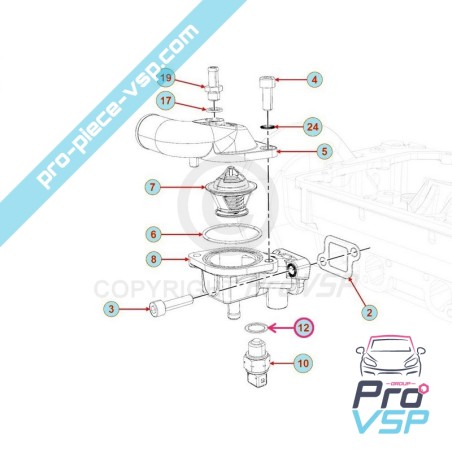 Joint cuivre de sonde de température pour moteur Lombardini Focs Progress 502 523