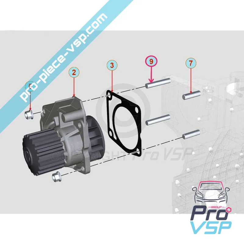 Vattenpumpstud för motor Lombardini Focs Progress 502 523