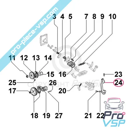 Pârghie de control al motorului Lombardini 6LD325