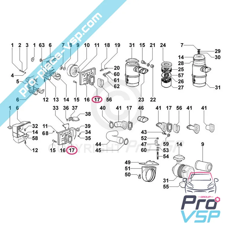 Engine air filter support gasket Lombardini 15ld