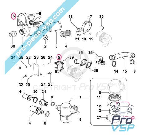 Air filter collar