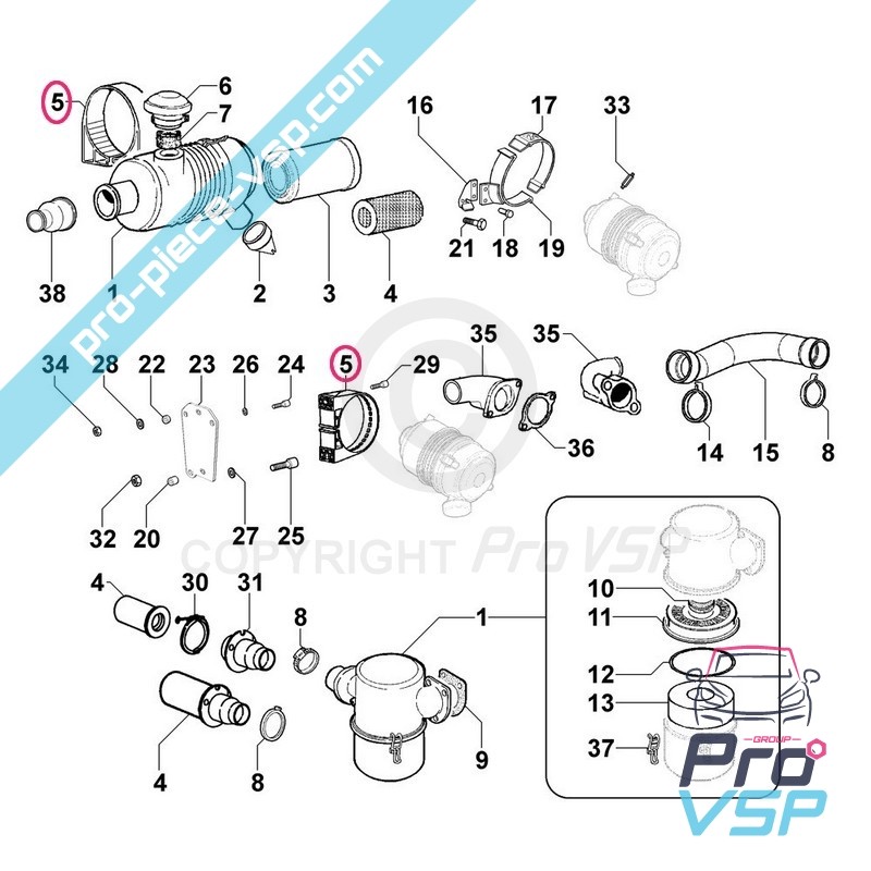 Air filter collar