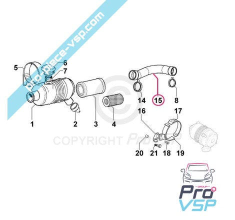 Manchon de filtre à air origine pour moteur Lombardini essence LGW523 MPI