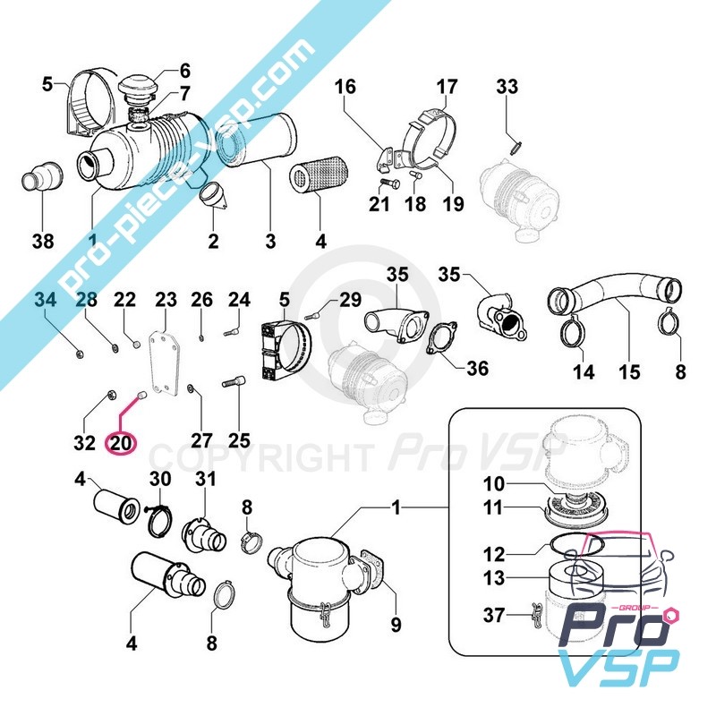 Lower air filter support spacer