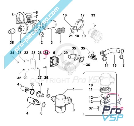 Air filter support top