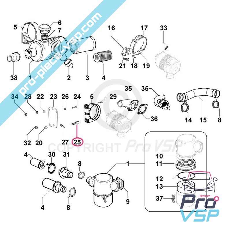 Lower screw air filter holder