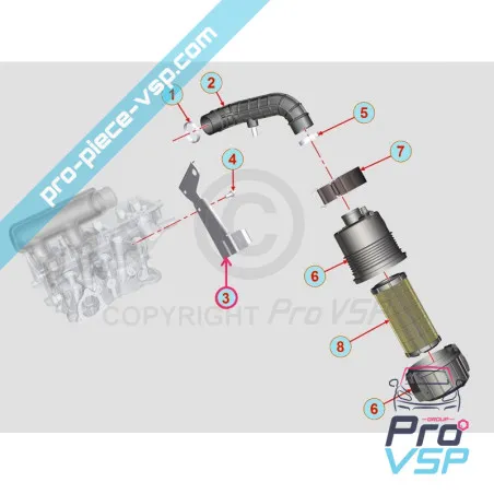 Support de filtre à air pour moteur Lombardini DCI