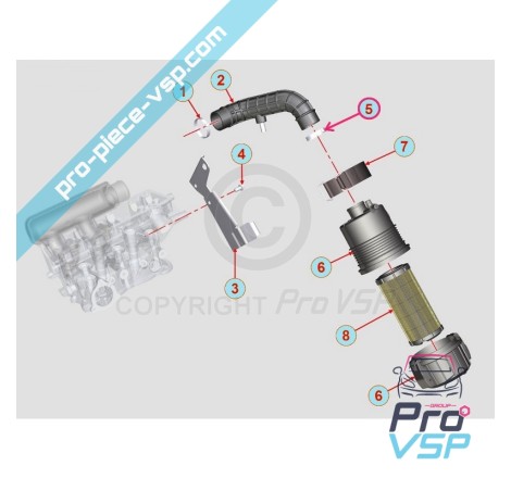Colar de mangueira de ar do motor Lombardini DCI