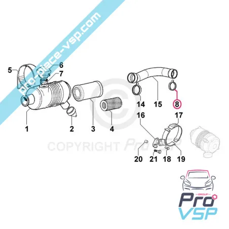 Colier furtun de aer pentru motor Lombardini benzina LGW523 MPI