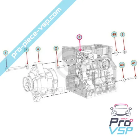 Suport alternator de origine pentru Microcar Ligier