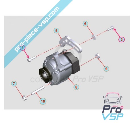 Alternator fixing screw
