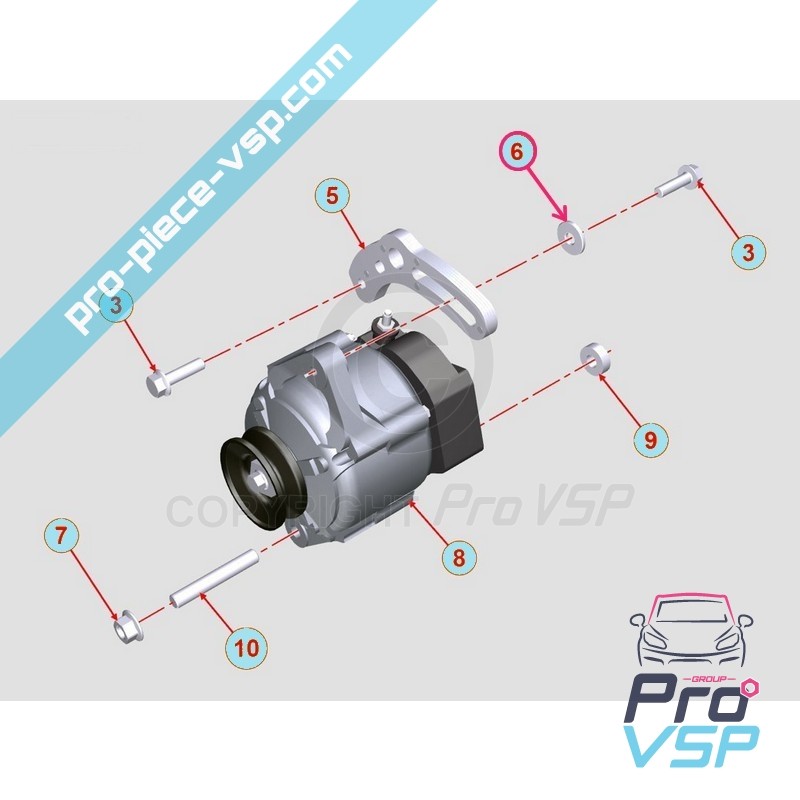 Alternator fastening ring