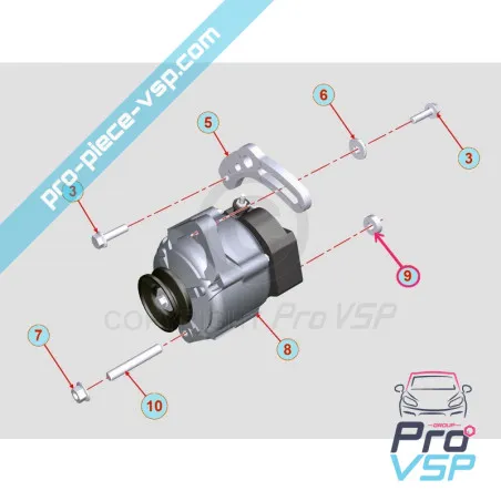 Entretoise de fixation d'alternateur pour moteur Lombardini DCI