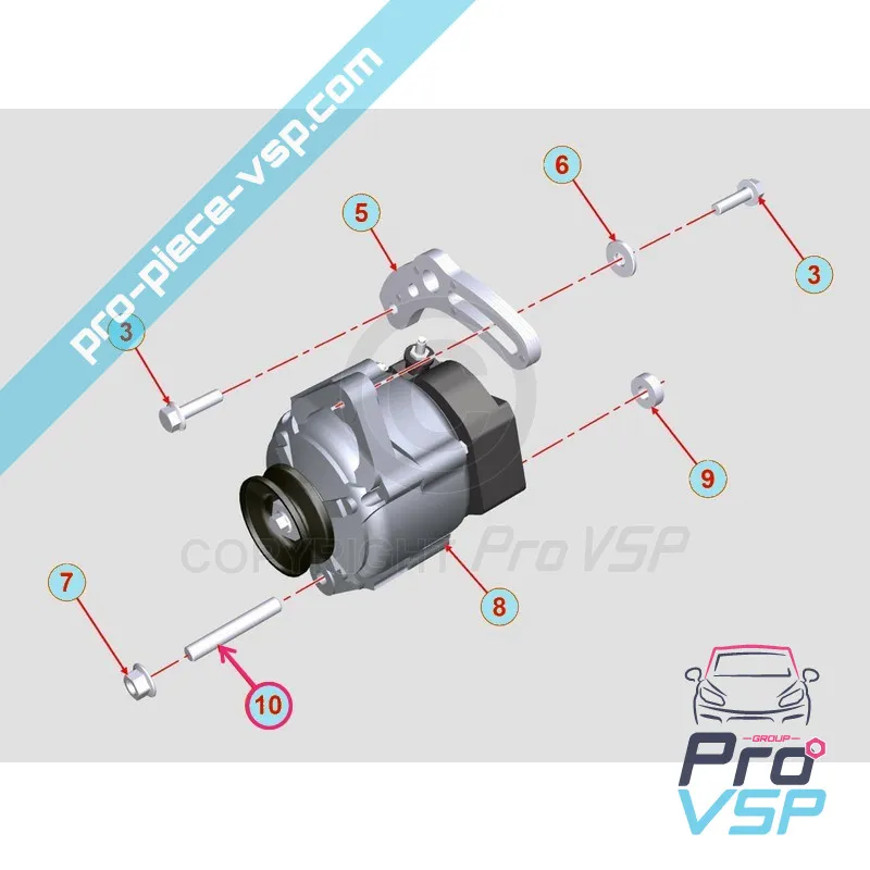 Alternator fixeringstud