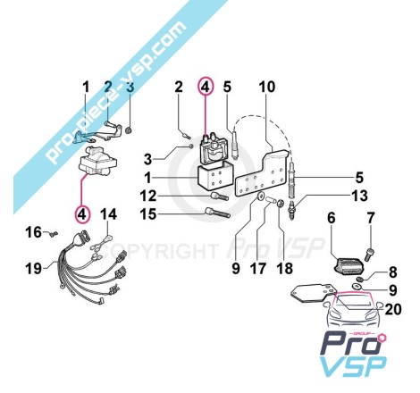 Bobine d'allumage pour moteur Lombardini 523MPI essence