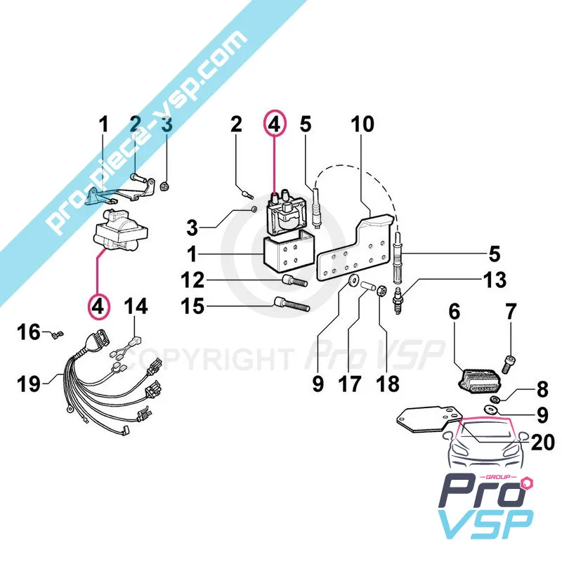 Bobine d'allumage pour moteur Lombardini 523MPI essence