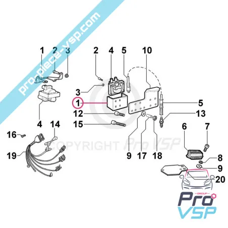 Support de bobine d'allumage pour moteur Lombardini essence LGW523 MPI