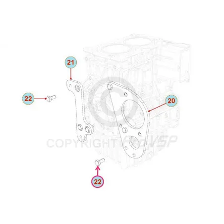 Vis de support de démarreur pour moteur Lombardini Focs Progress 502 523