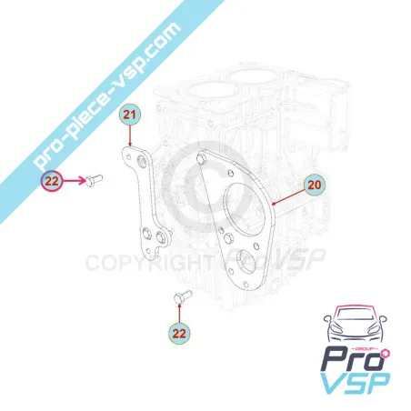 Front motor front screw left for motor Lombardini Focs Progress 502 523
