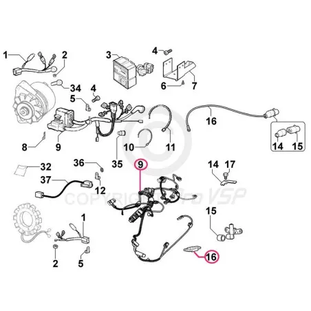 Faisceau électrique moteur pour moteur Lombardini LGW 523 MPI
