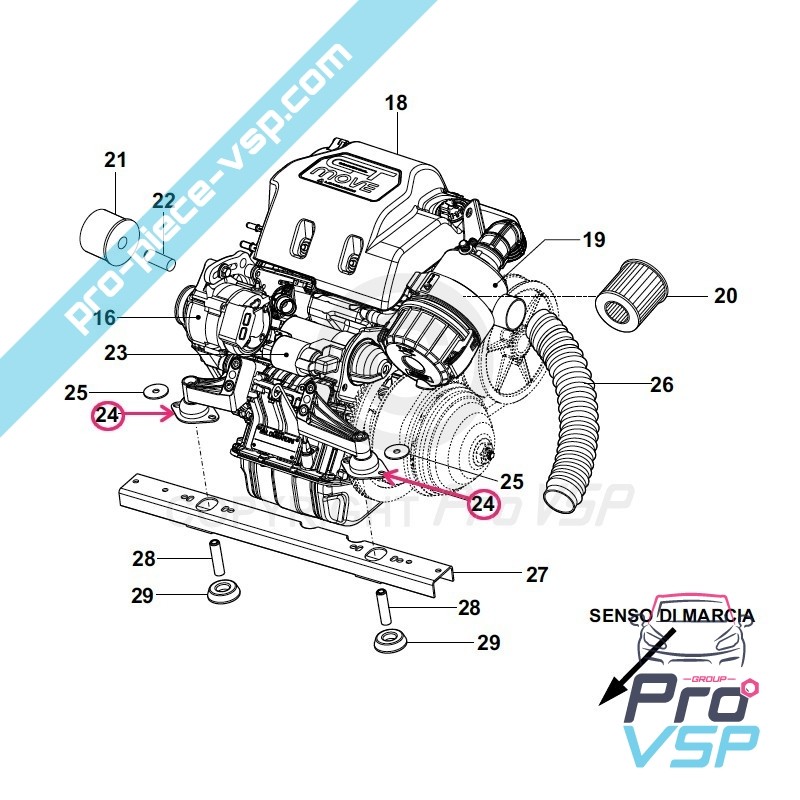 Silent motor bloc