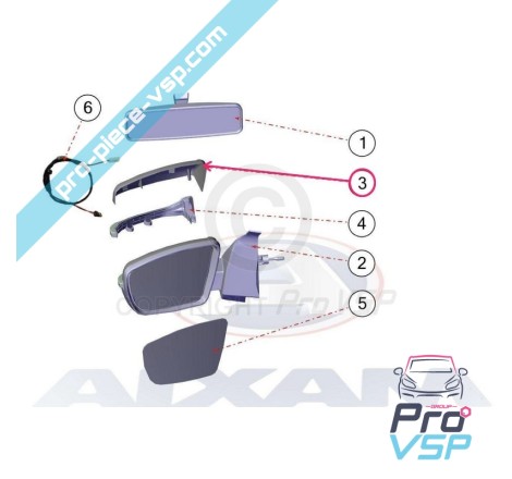 Casco de espelho direito de carbono para Aixam Sensation Émotion