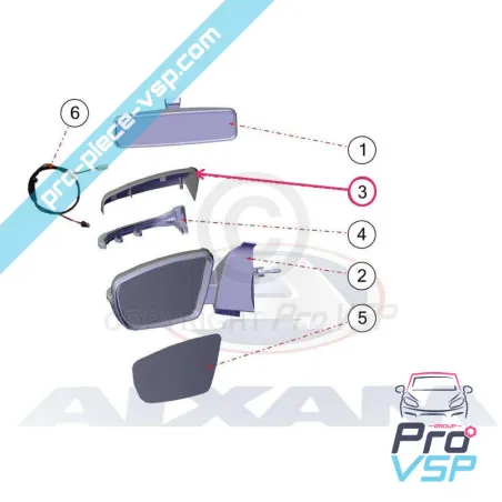 Caja de espejo izquierdo de carbono para Aixam Sensation Émotion