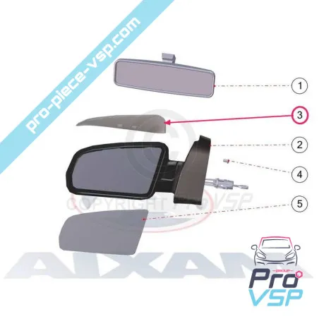 Coque chromée de rétroviseur droit pour Aixam Impulsion Vision