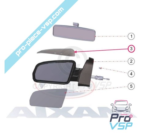 Black left rearview mirror shell