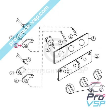 Heating sheath stop lever for Aixam 300 400 500