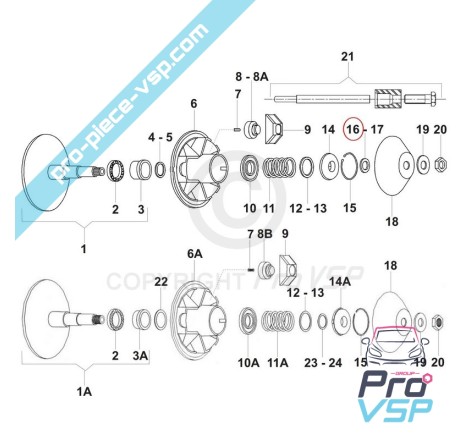 Cale de débrayage de variateur moteur pour Aixam 400 500 Microcar Virgo Mc1 Ligier Nova Be-up Be-two