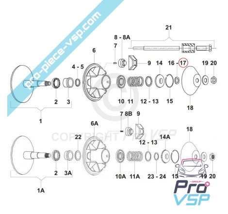 Cale de débrayage de variateur moteur pour Aixam 400 500 Microcar Virgo Mc1 Ligier Nova Be-up Be-two