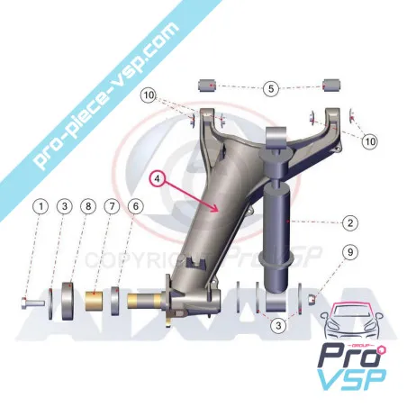 Rear suspension arm for Aixam Sensation Emotion
