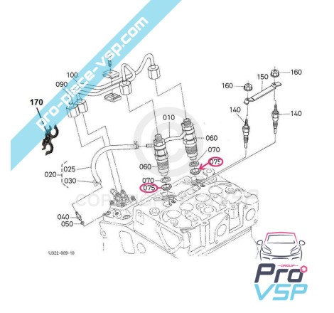 Pare flamme d'injecteur pour moteur Kubota Z482