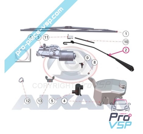 Front wiper arm