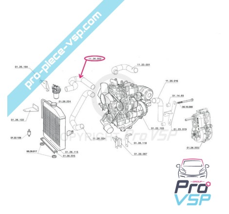 Upper radiator durite