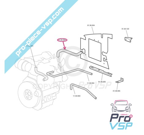 Upper radiator durite