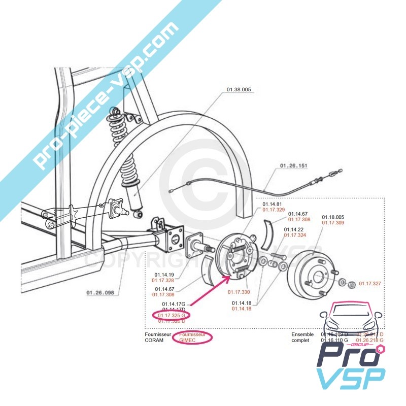 Left rear brake set