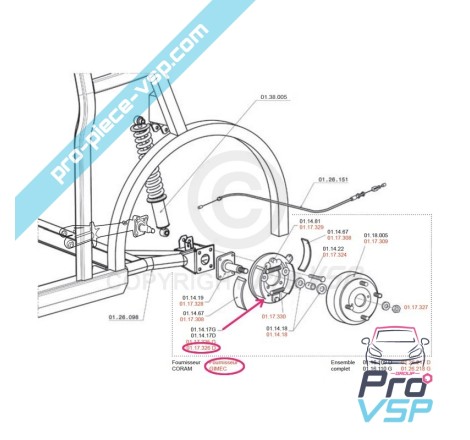 Right rear brake assembly