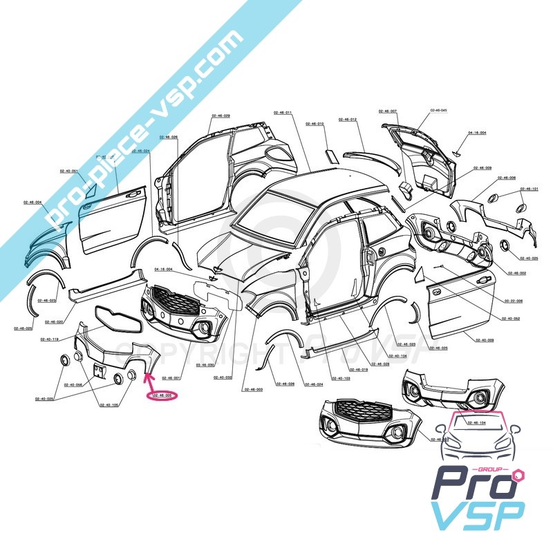Bumper plastron front