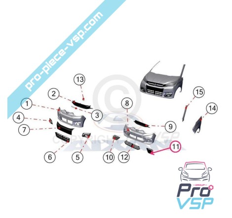 Left grid of front bumper
