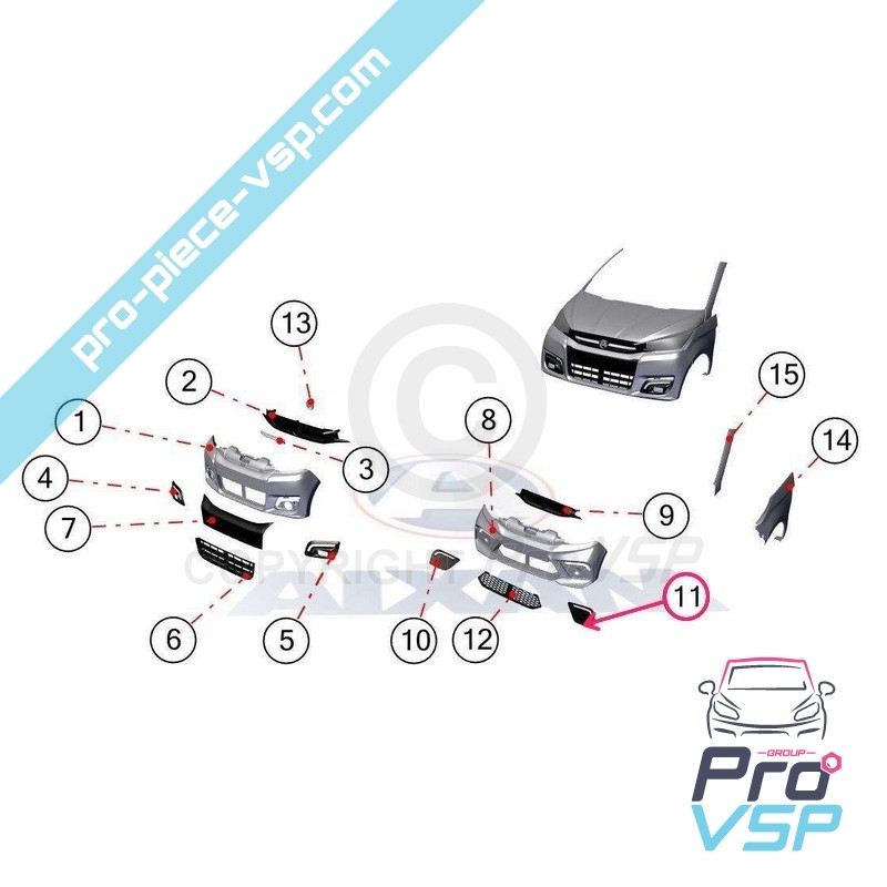 Left grid of front bumper